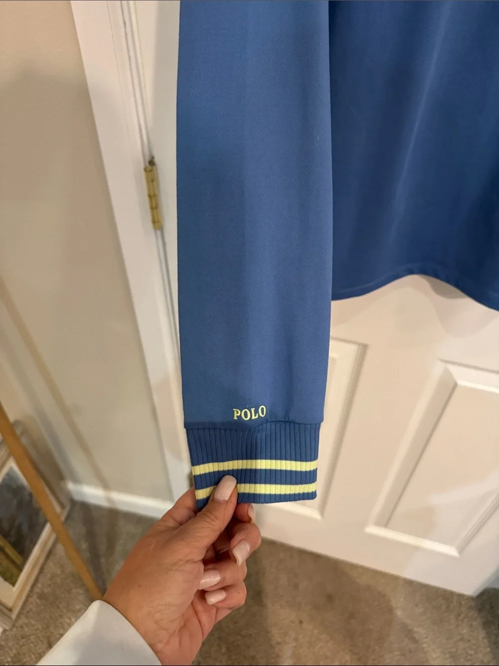 Polo by Ralph Lauren Blue Long Sleeve Quarter-Zip with Yellow Trim polo golf W - Picture 2 of 5